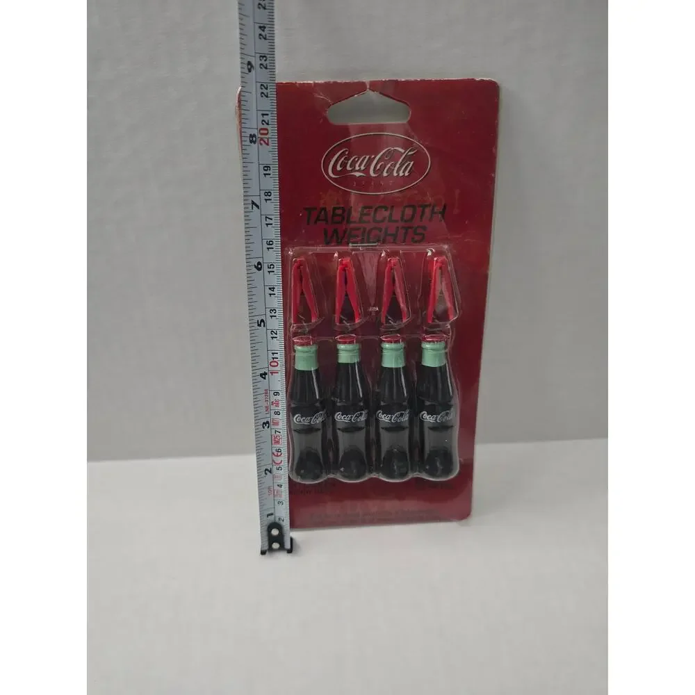 Vintage Coca-Cola Tablecloth Weights Set 4 NOS Factory Sealed Coke Bottles